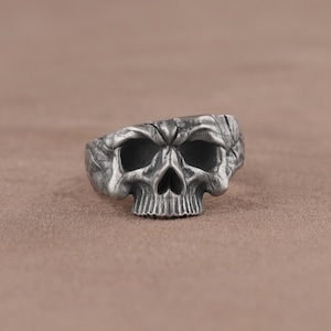Half Skull Head Bones Ring, 925K Sterling Silver Half Skull Ring, Biker Fashion Skull Ring, Gothic Jewelry Ring, Jaw Skull Silver Ring