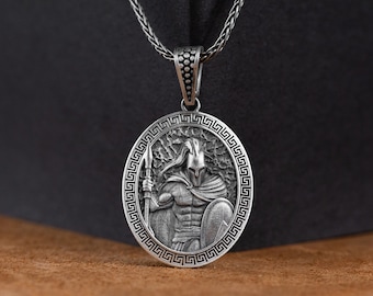Personalized Warrior Pendnat, Silver Greek Spartan Men Necklace, Oxidized Men Gift Necklace, Leonidas Necklace, Husband Gift, Birthday Gift