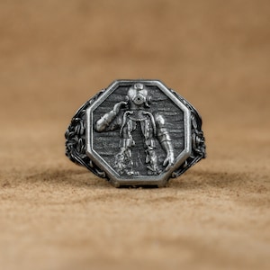 Scuba Diving Silver Men Ring, Scuba Water Sport Gift For Boyfriend, Modern Ocean Lover Jewelry, Underwater Ring For Husband, Men Silver Ring