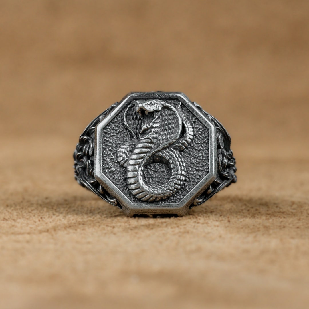 Snake Ring, Gothic Punk Snake Serpent Silver Ring, Cobra Snake Men Ring ...