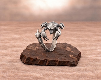 Scorpion Wrap Ring for Men, 925 Sterling Silver Scorpio Zodiac Jewelry