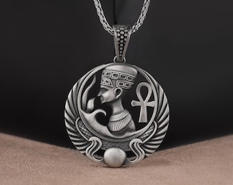 エジプトのアンク シルバー ネックレス、3D アンク ペンダント、古代