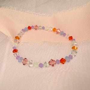 Summer Rainbow Multicoloured Sparkly Crystal Stretch Elastic Bracelet Beads Luxury Handmade Gift Friend Birthday Wedding Bridesmaid