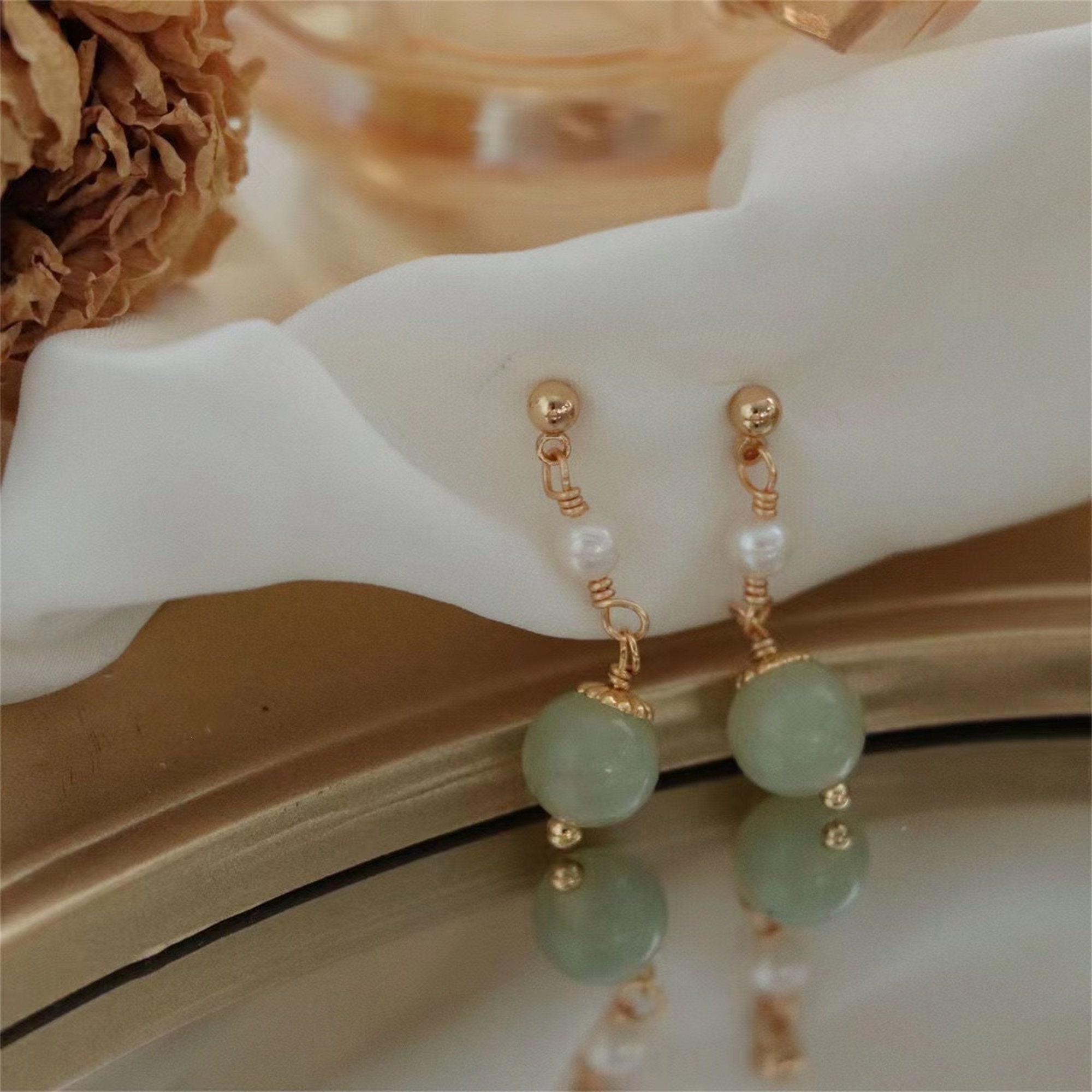 Jade Pearl Earrings Etsy Hong Kong