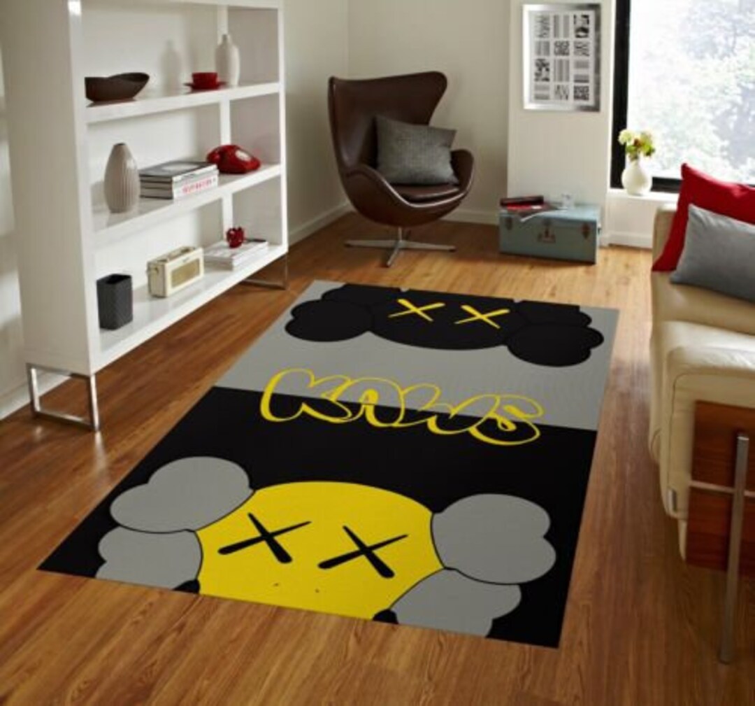 KAWS Rug Sneaker Room Rug Black KAWS Rugs Green Yellow Kaws Etsy
