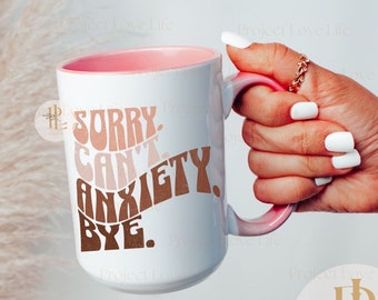 Funny Anxiety Mug Therapist Gift for Mom Adhd Mug Retro Coffee Lover Housewarming Gift Neurodivergent Teacher Cup for Anxious Introvert Gift