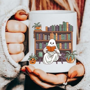 Ghost Pumpkin Mug Bookworm Gift Fall Autumn Cottagecore Mug Supernatural Horror Movie Witchy Best Friend Spooky Party Favor Halloween Gift