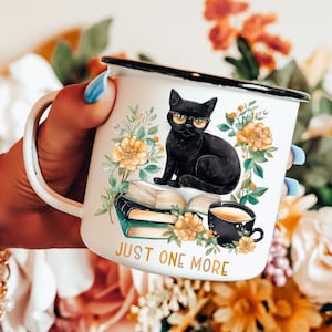 Funny Cat Mug Flower Mugs Black Cats Wearing Glasses Book Coffee Cup Cat Owner Gifts for Teacher Housewarming Party Gift for Cat Lovers
