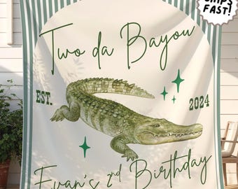 Two Day Bayou Birthday Banner Custom Swamp Kids Party Backdrop Alligator Birthday Welcome Sign Personalized Gator Birthday Photo Back Drop