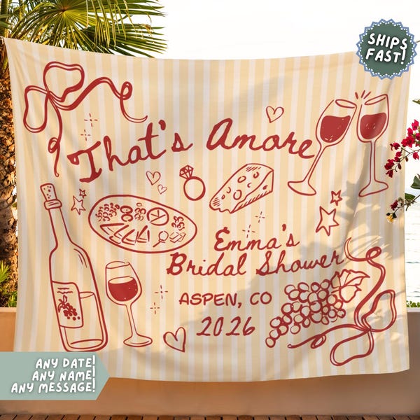 Custom Thats Amore Banner for Italian Bridal Shower Welcome Sign That's Amore Photo Backdrop Personalized Italian Bridal Party Wall Hanging