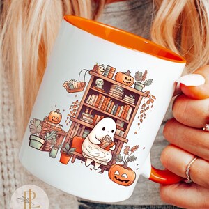 Cute Ghost Mug Ghost Reading Mug Gift for Book Lover Bookish Housewarming Party Gift Office Coworker Gifts Halloween Mug Personalized