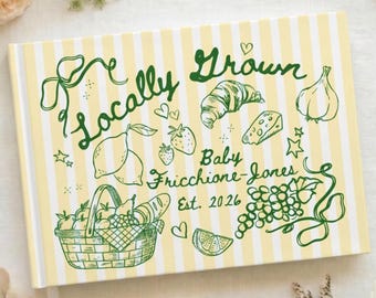 Locally Grown Baby Shower Guest Book Hardcover Photo Book | Market Themed Baby Shower