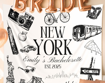 Custom Bachelorette Party Tapestry, Personalized Bachelorette Weekend Banner NYC Bach Photo Backdrop, Welcome Sign Decoration for Beach Bash
