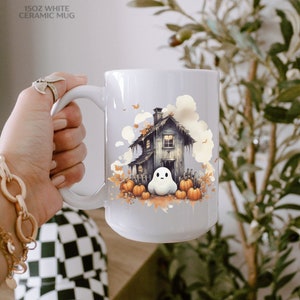 Ghost Pumpkin Mug Bookworm Gifts Fall Autumn Cottagecore Mug Supernatural Horror Movie Witchy Best Friend Spooky Aesthetic Party Favor Gifts