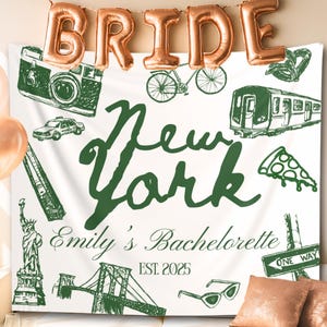 Custom Bachelorette Party Tapestry, Personalized Bachelorette Weekend Banner NYC Bach Photo Backdrop, Welcome Sign Decoration for Beach Bash