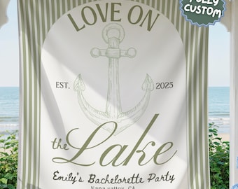 Love on the Lake Bachelorette Banner, Love at the Lake Bachelorette Decor, Lake Bachelorette Party Backdrop, Boating Bach Party Welcome Sign