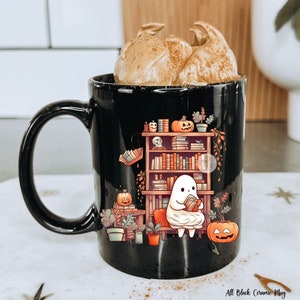 Cute Ghost Mug Ghost Reading Mug Gift for Book Lover Bookish Housewarming Party Gift Office Coworker Gifts Halloween Mug Personalized