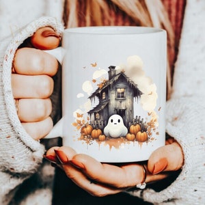 Ghost Pumpkin Mug Bookworm Gifts Fall Autumn Cottagecore Mug Supernatural Horror Movie Witchy Best Friend Spooky Aesthetic Party Favor Giftsv
