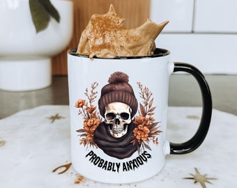 Funny ADHD Gifts for Ghost Mug Book lover Housewarming Party Witchy Coffee Cup Goth Auntie Gift Dark Cottagecore Office Spooky Halloween Mug