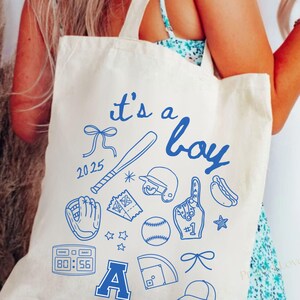 It's a Boy Baby Shower Favor Tote Bag, Expecting Mom Gift, Boy Mom Tote Bag, New Mom Baseball Gift Boy Mama Tote Bag, Sports Party Favor Bag