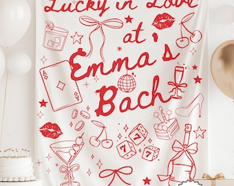 Lucky in Love Bachelorette Party Backdrop Custom Wedding Party Tapestry Las Vegas Bridal Shower Banner Casino Bachelorette Cherry Decoration