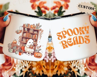 Ghost Pumpkin Mug Bookworm Gifts Fall Autumn Cottagecore Mug Supernatural Horror Movie Witchy Best Friend Spooky Aesthetic Party Favor Gifts