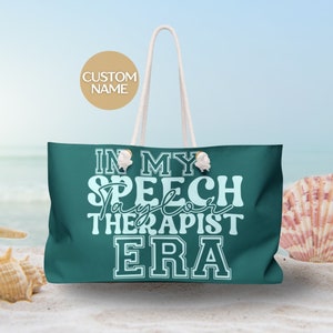 Custom SLP Beach Bag Speech Language Pathologist Gift Idea SLP Large Pool Bag Speech Therapist Era Weekender Bag Personalized SLP Graduation