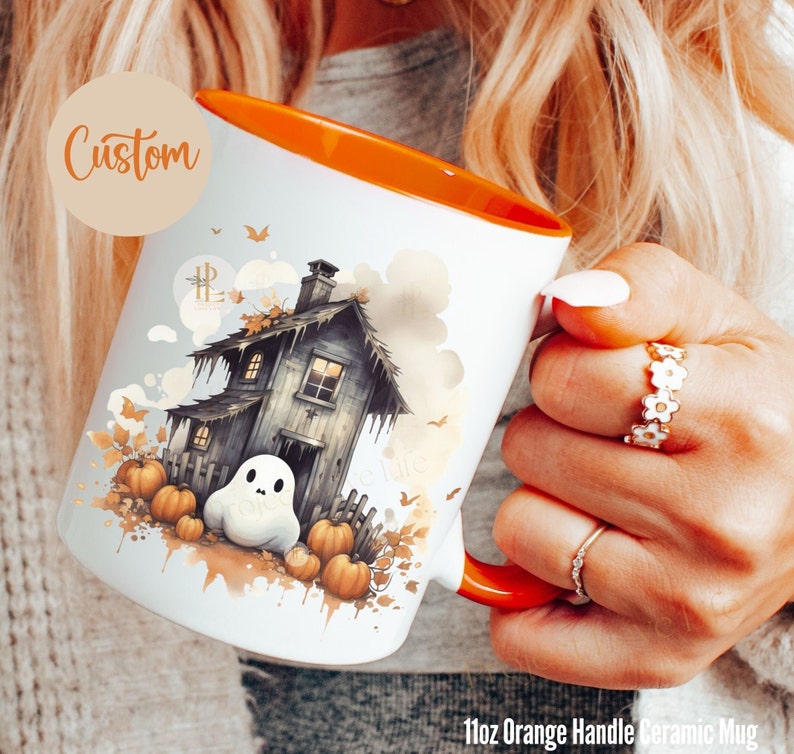 Ghost Pumpkin Mug Bookworm Gifts Fall Autumn Cottagecore Mug Supernatural Horror Movie Witchy Best Friend Spooky Aesthetic Party Favor Gifts