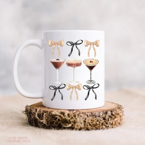 Espresso Martini Mug Coquette Bow Coffee Cup Espresso Martini Lover Gift Idea for Friend Preppy Coffee Mug Unique Gift Coffee Drinker Mug