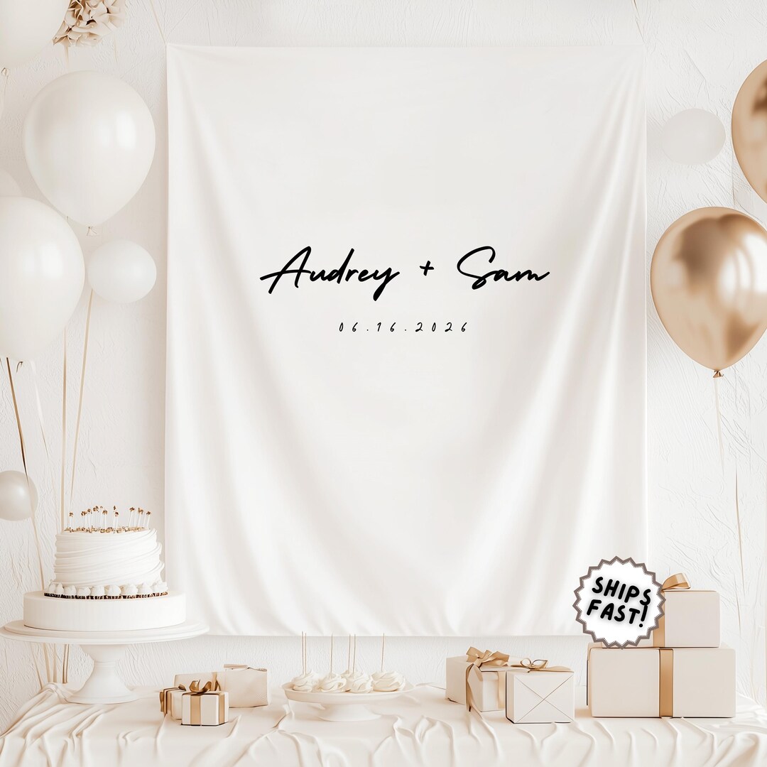 Date Backdrop Wedding Fabric Backdrop With Names, Custom Wedding Welcome Sign ...