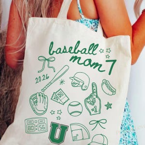 Baseball Mom Canvas Tote Bag - Boy Mom Baseball Lover Gift, Game Day Bag Baseball Boy Mom Gift, Baseball Mama Birthday Gift for Mom Friend