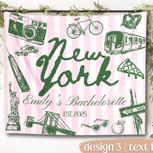 Custom Bachelorette Party Tapestry, Personalized Bachelorette Weekend Banner NYC Bach Photo Backdrop, Welcome Sign Decoration for Beach Bash