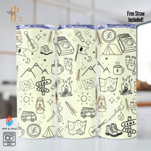 Summer Camp Tumbler Matching Family Vacation Travel Mug Lid Straw Camping Tumbler Iced Coffee Outdoorsy Cup Hiking Gifts for Mountain Lover
