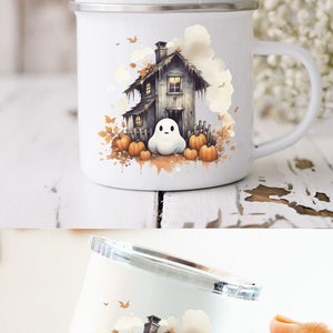 Ghost Pumpkin Mug Bookworm Gifts Fall Autumn Cottagecore Mug Supernatural Horror Movie Witchy Best Friend Spooky Aesthetic Party Favor Gifts