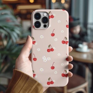 Preppy Phone Case Coquette Cherry Customized Tough Phone Case Floral Personalized Name Phone Cover Unique Gift teenage daughter phone case