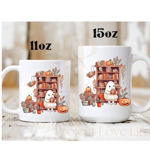 Cute Ghost Mug Ghost Reading Mug Gift for Book Lover Bookish Housewarming Party Gift Office Coworker Gifts Halloween Mug Personalized