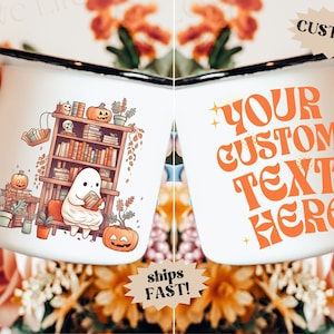 Cute Ghost Mug Ghost Reading Mug Gift for Book Lover Bookish Housewarming Party Gift Office Coworker Gifts Halloween Mug Personalized
