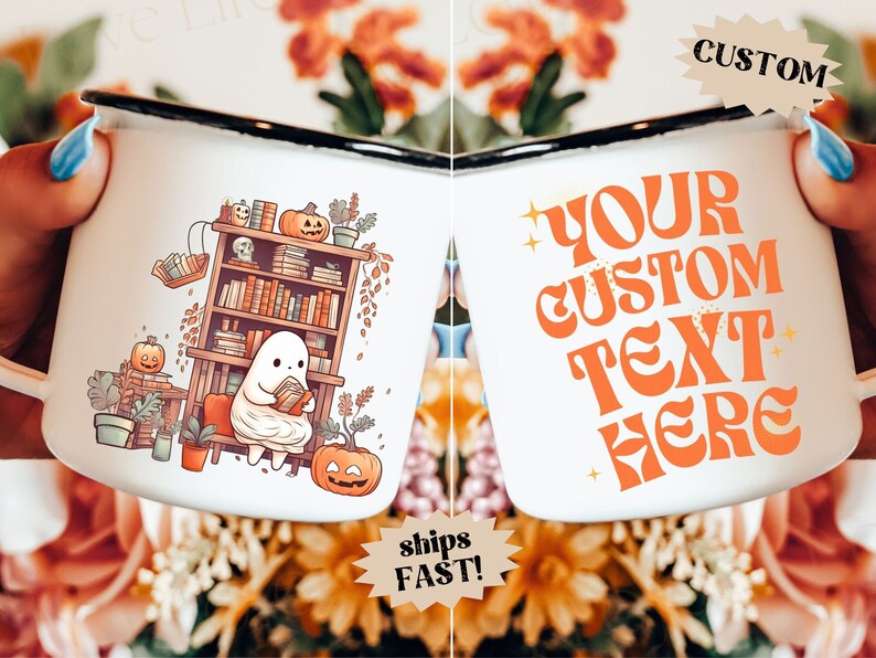 Cute Ghost Mug Ghost Reading Mug Gift for Book Lover Bookish Housewarming Party Gift Office Coworker Gifts Halloween Mug Personalized