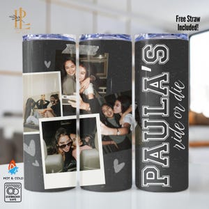 Polaroid Photo Tumbler Customized Travel Photos Skinny Tumbler Girls Trip Matching Birthday Gift for Best Friend Lid Straw Aesthetic Tumbler