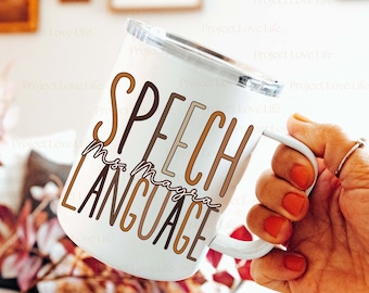 Speech Therapy Travel Mug Custom SLP Gift for Speech Language Pathologist Coffee Mug with Name SLP Appreciation Gift Customized SLP Tea Cup