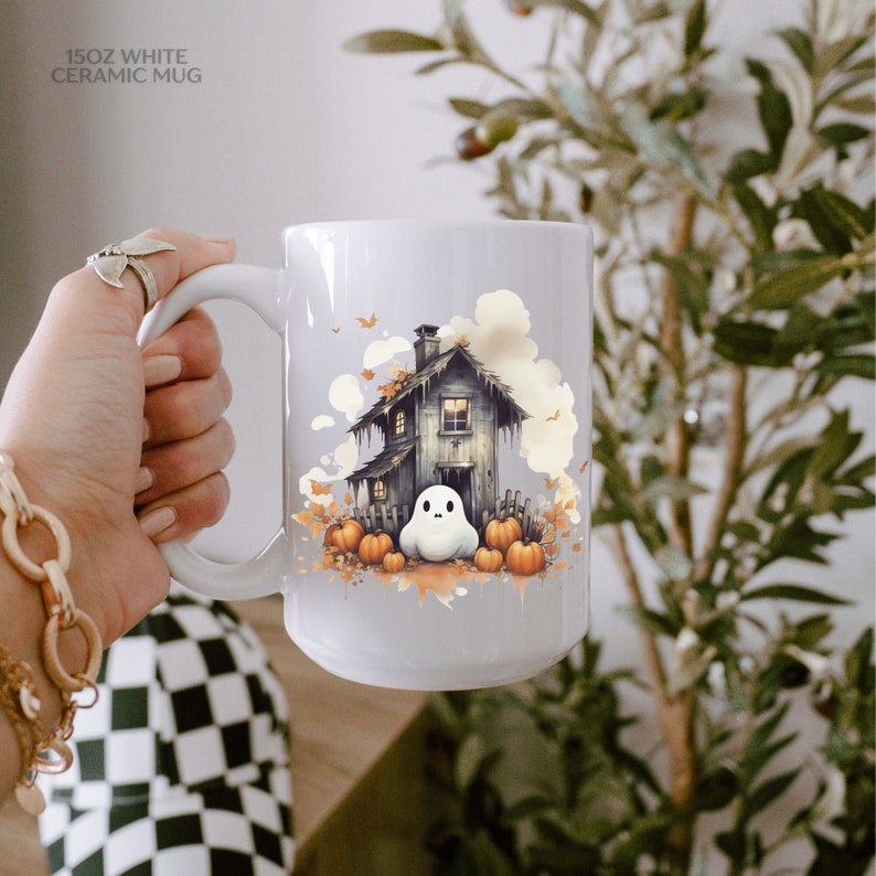 Ghost Pumpkin Mug Bookworm Gifts Fall Autumn Cottagecore Mug Supernatural Horror Movie Witchy Best Friend Spooky Aesthetic Party Favor Gifts