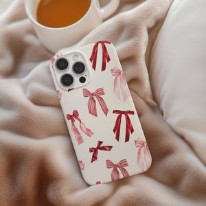 Preppy iPhone Case Personalized with Name, Customized Tough Phone Case Coquette Bow Protective Case, Unique Gift Idea for teenage daughter