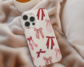 Preppy iPhone Case Personalized with Name, Customized Tough Phone Case Coquette Bow Protective Case, Unique Gift Idea for teenage daughter