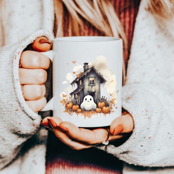 Ghost Pumpkin Mug Bookworm Gifts Fall Autumn Cottagecore Mug Supernatural Horror Movie Witchy Best Friend Spooky Aesthetic Party Favor Gifts