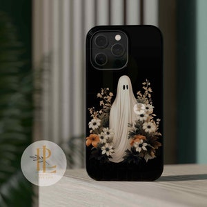 Ghost iPhone 14 Pro Max Case MagSafe Spring Preppy Phone Case Halloween Iphone 13 phone case Flower iPhone Case Trendy Phone Case with Ghost