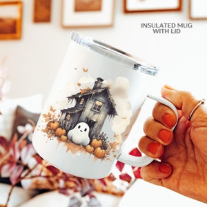 Ghost Pumpkin Mug Bookworm Gifts Fall Autumn Cottagecore Mug Supernatural Horror Movie Witchy Best Friend Spooky Aesthetic Party Favor Gifts