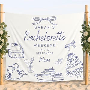 Custom Camp Bachelorette Tapestry, Personalized Camp Bach Weekend Banner Bach Party Photo Backdrop, Welcome Sign Decoration for Beach Bash