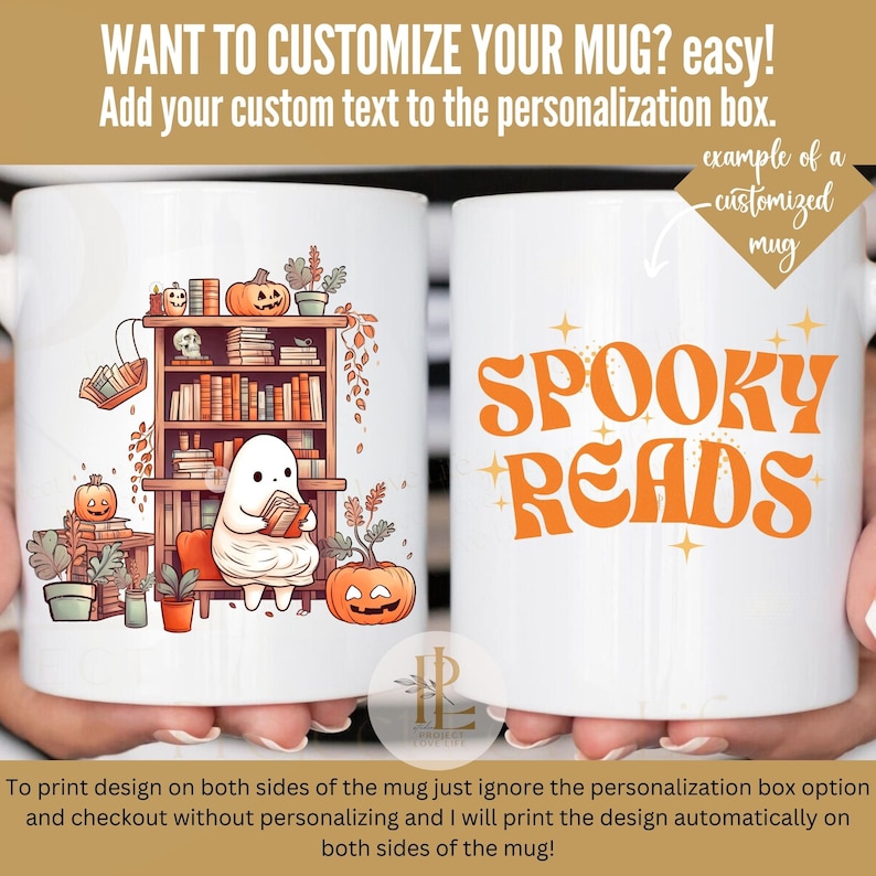 Cute Ghost Mug Ghost Reading Mug Gift for Book Lover Bookish Housewarming Party Gift Office Coworker Gifts Halloween Mug Personalized