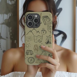 Outdoorsy Tough Phone Case, Adventure iPhone 16 Pro Max Cover, Mountain Hiking Gift for Nature Lover Case, Cute Camping Accessory Her Him