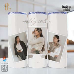 Polaroid Photo Tumbler Customized Travel Photos Skinny Tumbler Girls Trip Matching Birthday Gift for Best Friend Lid Straw Aesthetic Tumbler